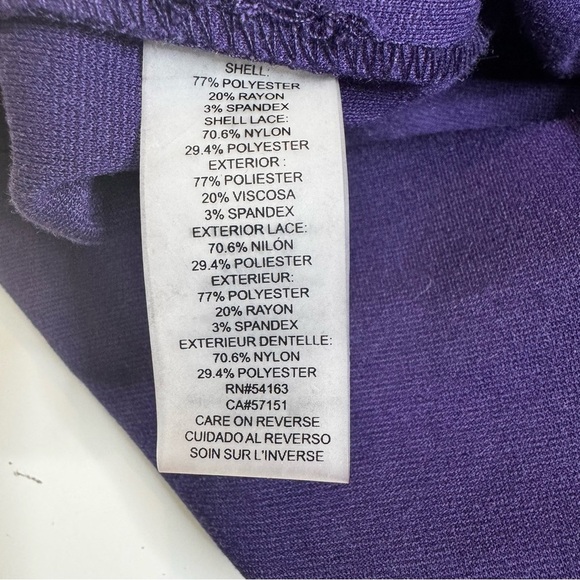 Karl Lagerfeld Paris Women's Purple And Black Lace Inset Sheath Dress - Picture 10 of 11